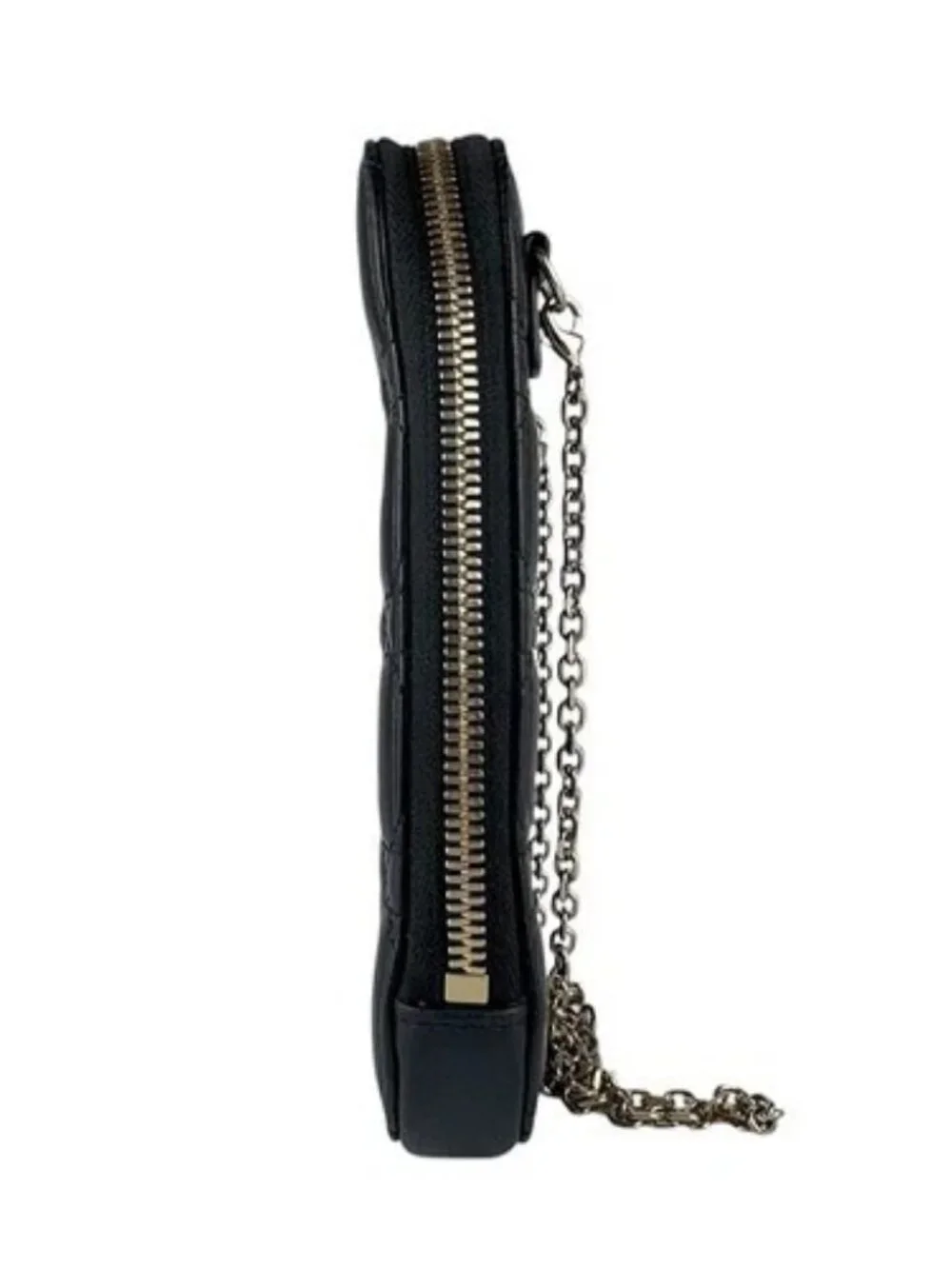 Auth Christian Dior Smartphone Case Phone Pouch Black/Gold Lambskin/Metal z9108